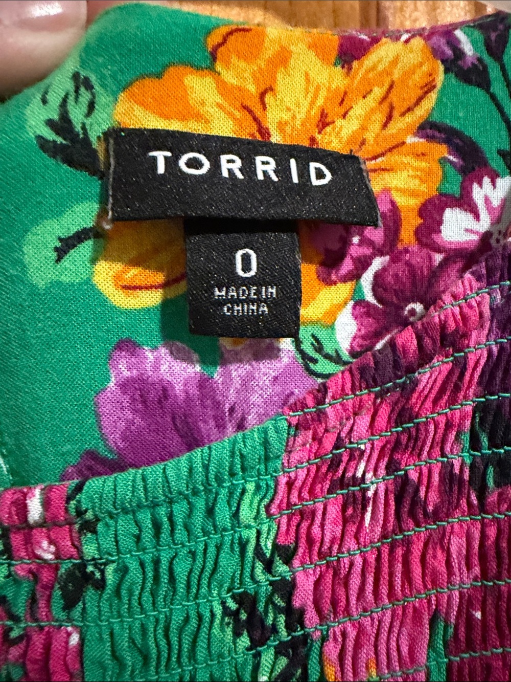 torrid Green Floral Midi Dress with Purple and Yellow Flowers - Picture 2 of 4
